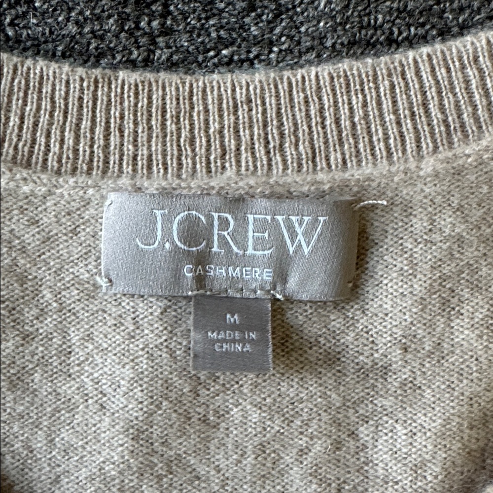 J Crew Cashmere Shrunken T-Shirt Short Sleeve Sweater CA082 Heather Linen Tan M - Picture 9 of 12